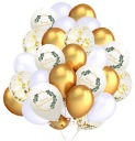 Set of Communion Balloons COMMUNION White Gold Confetti Boho Leaves Mix 30 ks.