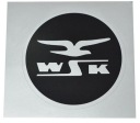 Nálepka WSK 125 na akvárium pre vtáky, strieborné logo