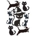 HALLOWEEN fólie NÁLEPKY čierne CATS mačiatka X10