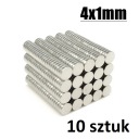 Silný cylindrický neodymový magnet 4x1mm | 10 kusov