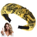 ŠIROKÁ čelenka, žltá, POHODLNÁ, s paisley uzlom, MÓDNA