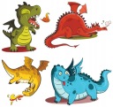 NÁLEPKY NA BIELEJ FÓLII NA NÁSTENNÝ NÁBYTOK DRACI DINOSAURY