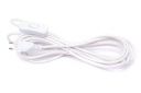 Pletený kábel so zástrčkou, 2 m, biely