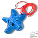 mini OCARINA keramická STAR modrá, 6 otvorov, rúčky, noty ocarina