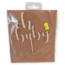 PartyDeco drevený topper Oh Baby 17cm BabyShower