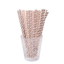 Papierové slamky Rose Gold pruhované - 20 cm - 10 ks