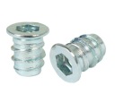 Nábytková objímka M6 x 13 mm s dvojitým závitom, vybranie na skrutku do dreva