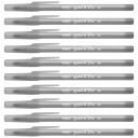 Strieborné BIC Round Stic Medium klasické guľôčkové pero, čierny atrament 1,0 mm, 10 kusov
