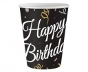 Happy Birthday narodeninové poháre 250 ml čierne, 6 kusov Na dokončenie