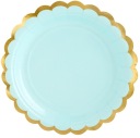 Papierové taniere MINT Green Złoty Brzeg Birthday Party 18cm 6 ks.
