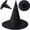 Vzorovaný čierny čarodejnícky klobúk pre halloweensky kostým s dlhými rukávmi