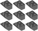 LEGO 3660 OBRÁTANÁ STÁVKA 2x2 tmavosivá (10g) 9 ks