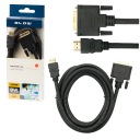KÁBEL HDMI - DVI 18+1 TV PC 4K FHD 3m KONVERTOR MONITOR PROJEKTOR