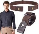 PÁNSKY DÁMSKY OPASOK BEZ SPONY NA NOHAVICE, DŽÍNSKY, GUMA ELASTICKÝ, HNEDÝ