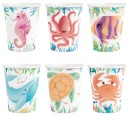 OCEAN Papierové poháre Podvodné zvieratká 220 ml 6 kusov Narodeninové