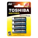 4x alkalické batérie TOSHIBA FINGERS LR6 AA