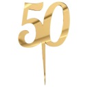 Číslo 50 Topper na nohu na prilepenie do zrkadla Narodeninové číslo 8cm ZLATÉ PLEXI