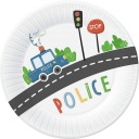 Policajné papierové taniere 18 cm 6 ks.
