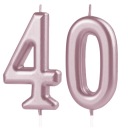 NARODENINOVÉ SVIEČKY NA TORTU 40 40 RUŽOVÝCH ZLATÝCH ČÍSEL DLHÉ
