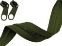 Zipsová páska 3mm ŠPIRÁLA Zips OLIVOVÁ 5m + 10 zips