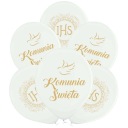 BIELY latexové BALÓNKY prvé sväté prijímanie IHS GOLD x6