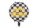 Happy Birthday okrúhly šachovnicový fóliový balón - PartyDeco - 35 cm