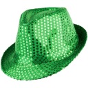 Klobúk FEDORA, flitrové klobúky, ZELENÉ FLTRY