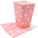 POPCORN SNACK BOXY, RUŽOVÉ S BODKAMI, 6 KS
