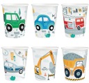 Papierové poháre CARS FIRE EXCAVATOR JEEP 220ml 6ks + poplatok za SUP