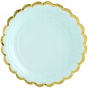 Papierové taniere MINT GOLD rám narodeninové ročné narodeniny 6 ks