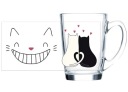 SKLENENÝ HRNČEK LUMINARC PRE DETI SÚPRAVY ČIERNO BIELY MAČIATKA 320ML HRNČEK