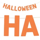 Papierový transparent s nápisom HALLOWEEN, oranžový