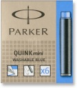 Krátke náplne plniaceho pera Parker, 6 ks, modré