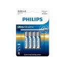 4x alkalické batérie Philips Ultra Alkaline AAA