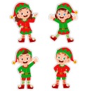 zimná dekorácia ELVES ~A4, obojstranná, 4 ks.