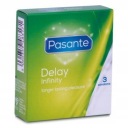 Kondómy Pasante Infinity Delay, 3 kusy, predlžujú styk