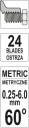 YT-29980/YAT HREBEŇOVÝ MERAČ PRE METRICKÉ ZÁVITY, 24 ŠABLÓN,