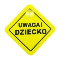 Nálepka s nápisom POZOR DIEŤA v aute na prísavkách