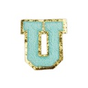 PATCH LETTER U, veľká aplikácia Font cyan glitter