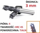 Tvrdokovová fréza VHM 4p 3 mm stopka 4 mm TiAlN 45HRC CNC