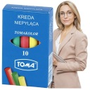 FAREBNÁ krieda na tabuľu, 10 kusov, BEZPRACHOVÝ OBJEM