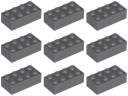 LEGO 3001 BRICK 2x4 tmavosivá (20g) 9 ks.