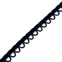 Gumová elastická páska s očkami, čierna, 12 mm