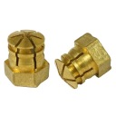 M6 x 9 mm mosadzná objímka bez expanznej gule, nábytková vložka na drevo