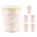 Narodeninové papierové poháre Kitties Cats Mačka na narodeniny ružové 200ml 6 ks