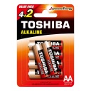 6x alkalické batérie TOSHIBA FINGERS LR6 AA
