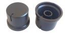 Gombík pre zosilňovač, 25mm, čierny plast, pre 6mm potenciometer
