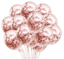 TRANSPARENTNÉ ZLATÉ RUŽOVÉ KONFETTI balóniky 12 KS BALÓN 30 CM RUŽOVÉ ZLATO