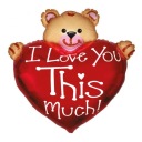 Fóliový balónik BEAR srdce I LOVE YOU na Valentína, veľký, 95 cm, na HEL