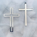 Topper na bočnú tortu Cross, 2 kusy, 2v1, strieborné plexi